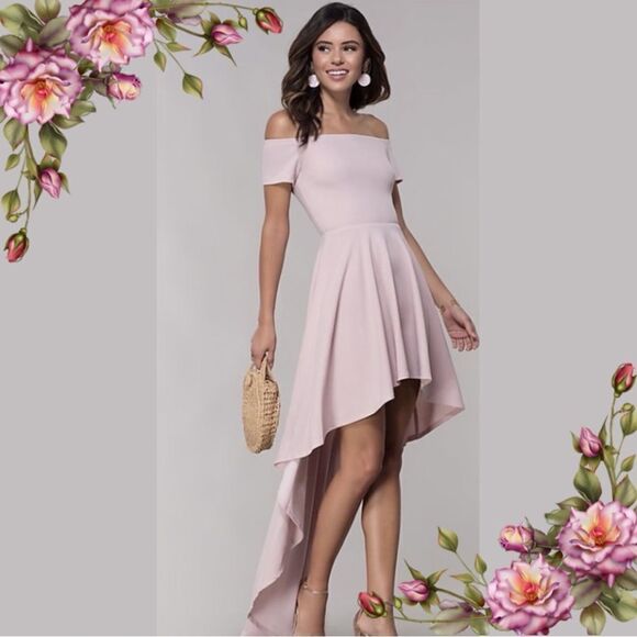 OFF-THE-SHOULDER HIGH-LOW HOMECOMING
DRESS SIZE S SMALL - Picture 1 of 12